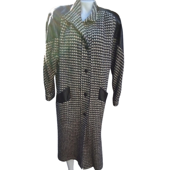 Vintage black‎ and white wool maxi coat 14 - Picture 7 of 14